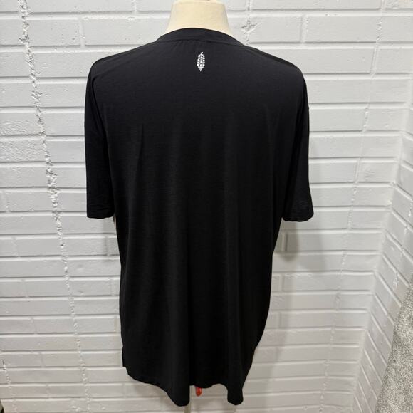 Free People Movement Tempo Oversized Boyfriend Tunic Pocket Tee Black Small - Picture 7 of 16